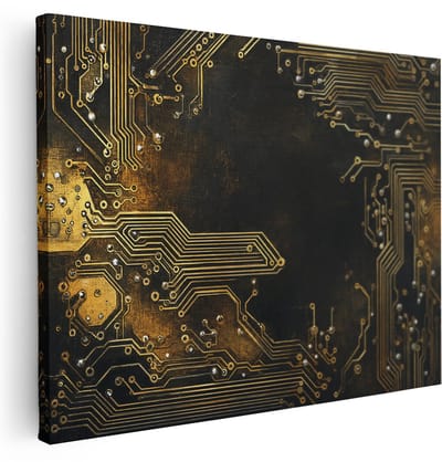 Artaza Canvas Schilderij Abstract Circuit Design Met Menselijk Profiel - 40x30 cm - Klein - Wanddecoratie Woonkamer - Schilderijen - Muurdecoratie