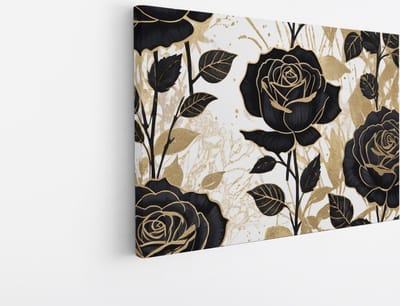 Saammp Canvas Schilderij - Bloemen - Wit - Goud - Abstract - 30x20 - Foto op canvas - Wanddecoratie - Muurdecoratie Woonkamer - Kantoor Decoratie