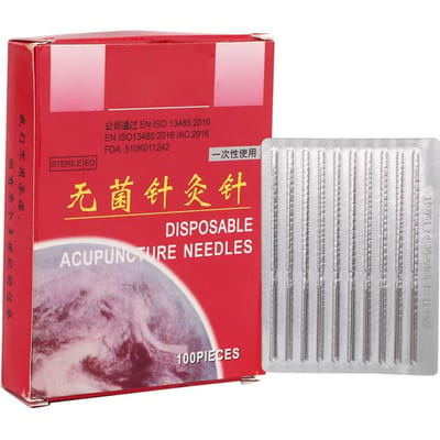 100 pièces   boîte Aiguille d'acupuncture jetable Acier inoxydable Aiguille stérile0.25 x 25 blanc