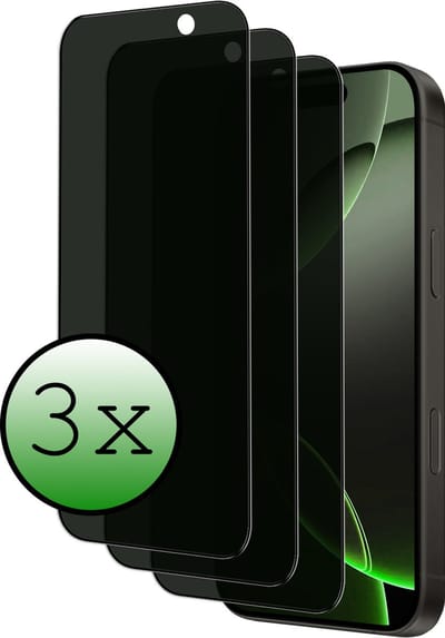 Screenprotector - 3 Stuks Geschikt voor Apple iPhone 16 Pro - Privacy Filter - Beschermglas - Gehard Glas - Tempered Glass - Screen Protector