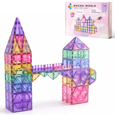 Magna-World® Pastel 120-delig - Magnetic Tiles - Magna Tiles - Magnetisch Speelgoed - Magnetische Tegels - Speelgoed voor 3 t/m 12 Jaar