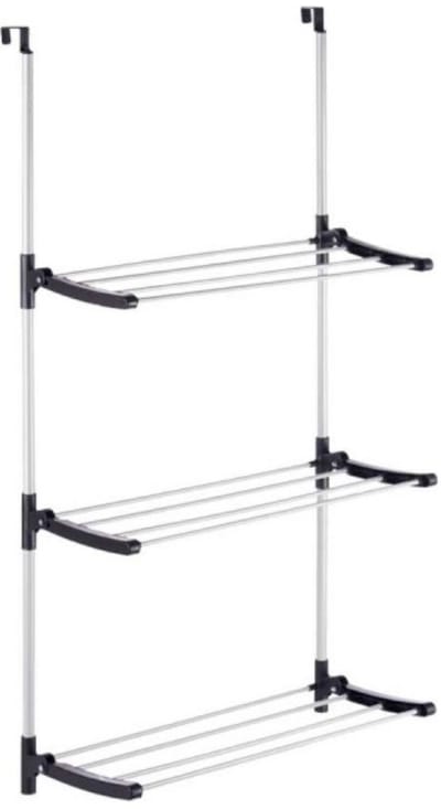 Kinvara droogrek - zilver/zwart - 12 x 7 x 61 cm - metaal/kunststof - wasrek - ophangbaar