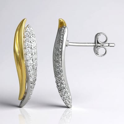 Cavill - Zilveren Oorbellen - 925 Sterling Zilver Gerhodineerd - Nigeriaanse Ronde Zirkonia's 0,398 ct Pavé Oorbellen - Elegant & Modern