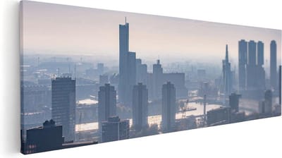 Artaza Canvas Schilderij Rotterdam - 60x20 cm - Wanddecoratie Skyline - Muurdecoratie Woonkamer - Kamer Accessoires