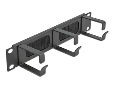 10 inch doorvoerpaneel met borstel en 3 kabelogen (G-type) | 1U | zwart
