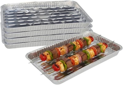 Gerimport barbecue grillschaal - 15x stuks - 34 x 23 cm - Vlees grillen - BBQ rooster - aluminium schaal