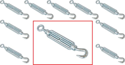 AMIG Draadspanner M10 125mm | Bereik 210 - 300mm | Haak / Oog | Voordeelverpakking 10 stuks | Spanschroef Spanner | Verzinkt Smeedstaal