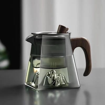 500ml Glazen Theepot Hittebestendig Vierkant Glas Thee Set Chinese Kung Fu Kop met Handvat en Deksel Theepot Filter Thee Set Accessoires