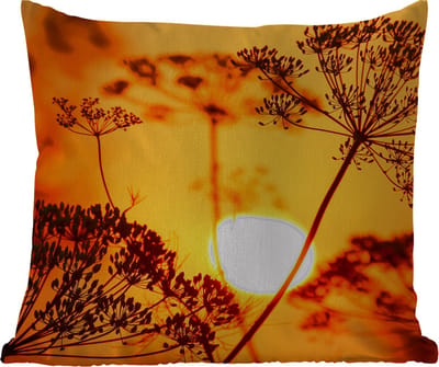 Tuinkussen - Planten - Bloemen - Zonsondergang - Oranje - 40x40 cm - Weerbestendig