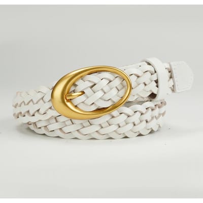 Damesriem Hoogwaardig Rundleer Gesp Mode Casual Gebreid Puur Rundleer Riem Middenleeftijd en Jong Broeken 105cm beige
