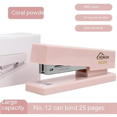 Agrafeuse de mode pour reliure de bureau, livre, papier Durable, agrafage, couleurs à la mode, fournitures scolaires, papeterie, accessoires de bureau rose