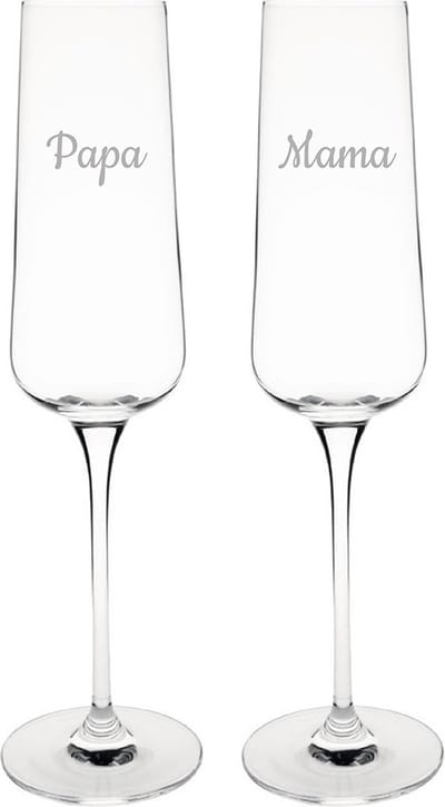 Gegraveerde Champagneglas 27cl Mama & Papa