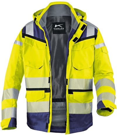 KÜBLER PSA REFLECTIQ 13078332 Hi Vis Reflecterend Werkjas HEREN Veiligheidsjas Signaalgeel Donkerblauw - Winddicht - Waterdicht - Ademend