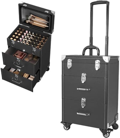 ApexArte® Kapperskoffer - Kapperstas - Visagie - Cosmetica Organizer - Zwart
