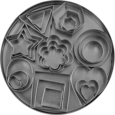 Krumble Mini uitsteekvompjes 24 delig - Mini Uitsteekvormen -Mini Koekvormen - Mini Bakvormpjes - Uitstekers - Koekjes vormen - Koek figuurtjes - Koek figuren - Uitstekers set - Ster, vierkant, hart en meer - Cookie cutter - Voor Kerst - RVS - Zilver