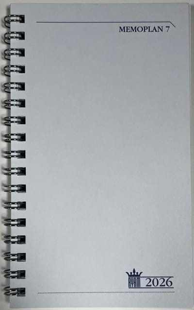Ryam Memoplan 7 Staand - Agenda 2026 - Wit - Weekoverzicht - A6 (9x15,1cm)