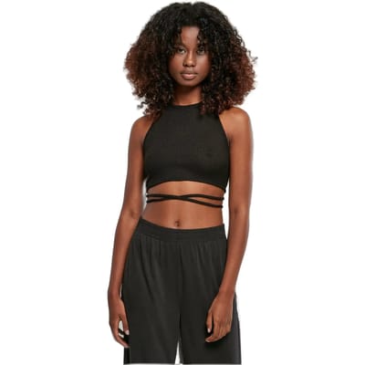Urban Classics Ladies Rib Trapeze Cropped Top Top zwart M Dames