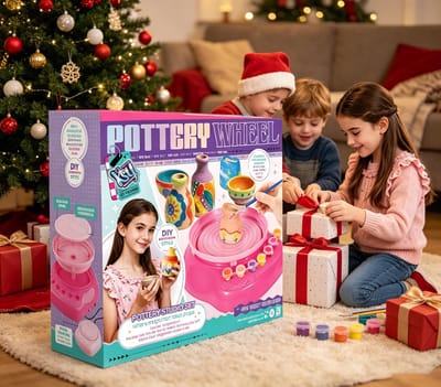 Keramiek draaimachine set voor kinderen Een knutselset geschikt voor kinderen van 6 tot 12 jaar inclusief gedroogde klei en schildergereedschap Perfect als paas kerst of verjaardagscadeau Geschikt voor zowel jongens als meisjes