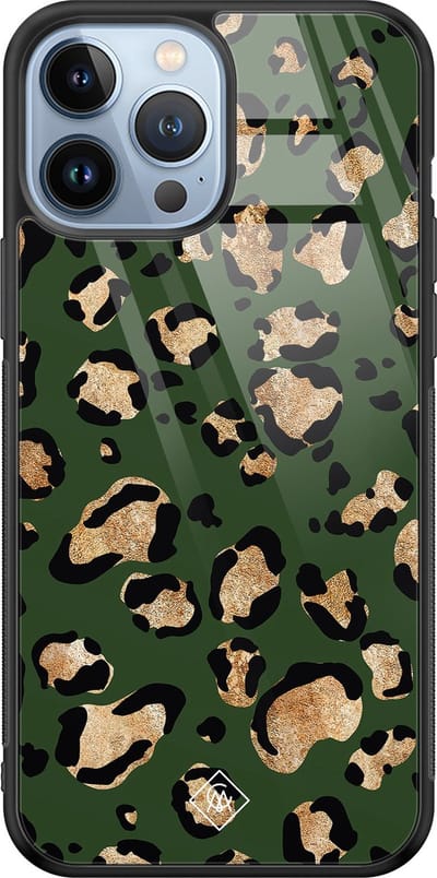 Casimoda® hoesje - Geschikt voor iPhone 13 Pro Max - Luipaard Groen - Luxe Hard Case Zwart - Backcover telefoonhoesje - Groen