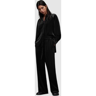 AllSaints Tyler Velvet Trouser Black Maat: 10 | Joggingbroeken Outlet | Dames | Zwart
