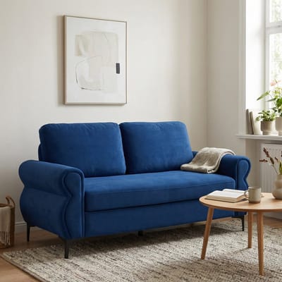 MODENUIT Zitbank 173,5 cm - Afneembare Kussenhoezen en Hoge Poten - Voor Woonkamer en Appartement - Stof - Blauw