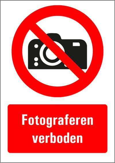 Fotograferen verboden tekststicker 210 x 148 mm (A5)