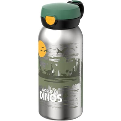 Mepal RVS drinkfles met flipdop Campus - 600 ml - Waterfles RVS - Lekdicht - Hygiënische deksel - Dino