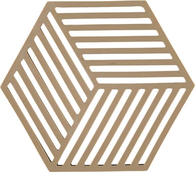 Zone Denmark Pannenonderzetter Hexagon – Onderzetters Pannen – Hittebestendig tot 250°C – Vaatwasserbestendig – Siliconen – 16 x 14 x 0,9 cm – Dark Camel