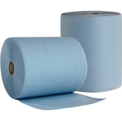 Poetspapier BASIC-LINE, 3-laags, volume gegaufreerd & tussenvellen gelijmd, doekmaat ca. 380 x 360 mm, blauw, 2 rollen met elk 500 doeken