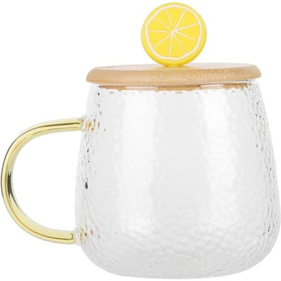 400ml Schattige Hoge Borosilicaat Glazen Beker Hittebestendige Mok met Roestvrijstalen Lepel Bamboe Deksel Type 2 beige