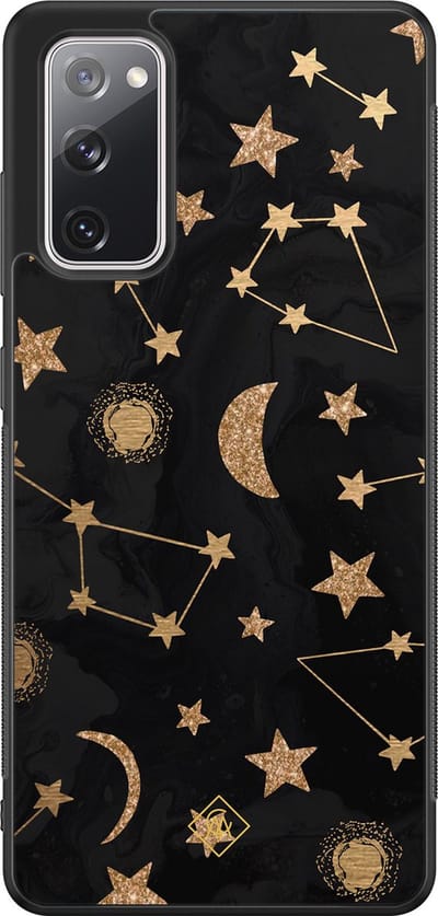 Casimoda® hoesje - Geschikt voor Samsung Galaxy S20 FE - Counting The Stars - Zwart TPU Backcover - Sterren - Bruin/beige