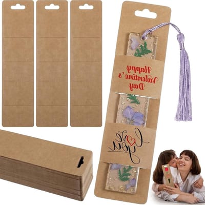 Unieke DIY Boekenlegger van Blank Kraft Papier met 1.8 Inch Lege Displaykaart voor Cadeaus en Kleine Bedrijven - Perfect voor Creatieve Projecten en Persoonlijke Aandacht