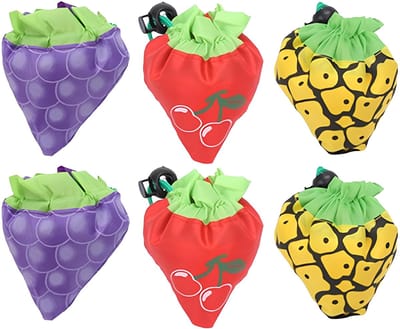 Dailygoods- Boodschappentas 3 Stuks - Opvouwbare Tas - Herbruikbare Draagtas - Lichtgewicht Polyester - Unieke Vruchtvorm - Trekkoord Sluiting