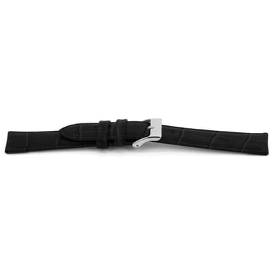 Horlogeband G156Z Croco Zwart Mat Zilver 20x18 mm