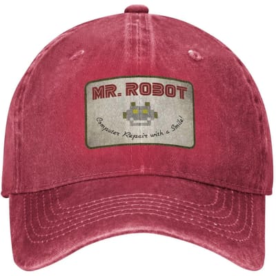 Computer Met Lachjes Anime Grappig Mr Robot Custom Retro Cowboy Gewassen Baseballpetten Voor Mannen Denim Zon Hoed Hip Hop Pet Adjustable beige