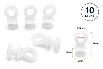 FSW-Products - 10 Stuks - Gordijnrunners - Gordijn Runner - Gordijnhaken - Gordijnringen - Gordijnglijders - Glijders - Gordijnen - Wit - Gordijnband