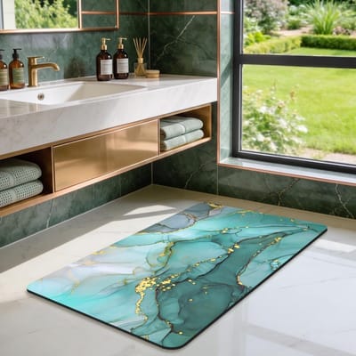 Badmat 60x110cm - Antislip Diatomiet Badmat, Absorberend en Sneldrogend voor Bad en Douche, Wasbaar, Turquoise Groen