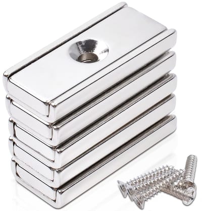 Extra sterke neodymium magneten 30 x 13,5 x 5 mm - rechthoekige schroefbare magneten met gat, ideaal voor industriële toepassingen, sterke bevestiging en duurzame sluiting, verpakking van 5 stuks
