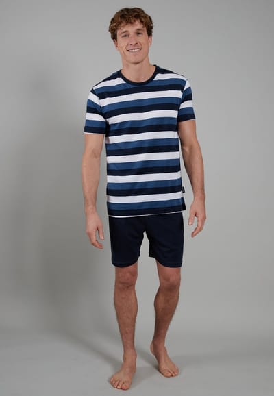 CECEBA Melbourne Heren Shortama met ronde hals - Blauw