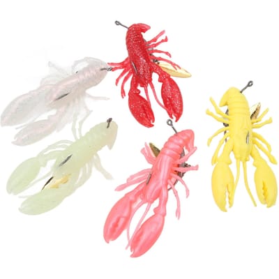 5PCS Leurres de Pêche en Silicone Crevette 9cm 12.5g Flottants Creux Multicolore Appâts Souples Réalistes pour Eau Douce Eau Salée red