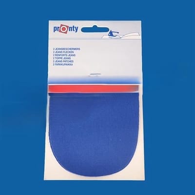 Pronty jeansbeschermers - blauw kobalt - keperkatoen - kniestukken - knielap - ovaal 10x15 cm - opstrijkbaar