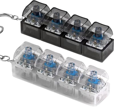 OIMG Keyboard Fidget Toy - 2 stuks - Fidget toys - met LED Licht - Toetsenbord speelgoed - Sleutelhangers - Sensorisch Antistress Speeltje - 4-in-1 Keyboard Fidget Clicker - Mini Mechanisch Keychain - Ontspannend - Stress verlichten