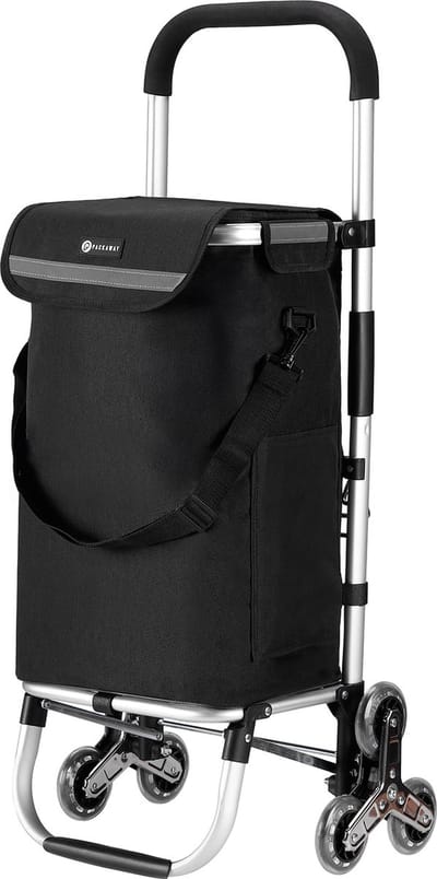 Packaway Boodschappentrolley met 6 wielen voor trappen - 40L - boodschappenwagen - steekwagen functie - ZWART