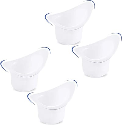 Set van 4 oogspoelbekers van melk-wit siliconen, 10ml met nauwkeurige maatverdeling voor optimale oogverzorging en hygiëne