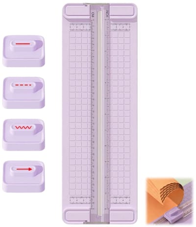 Papiersnijder - snijblad - papiersnijder - vier messen - rilmes - papiersnijgereedschap - geschikt voor kaarten - inpakpapier - ansichtkaarten - paars - 36,5*12,3 cm - snijbreedte 31 cm