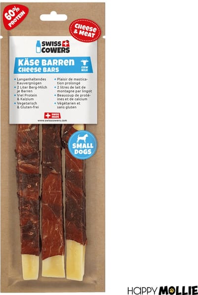 SwissCowers® Kaasstaaf - Kauwstaaf Hond - Kaas Snack - Hypoallergeen - Lactosevrij - Glutenvrij - YAK 2.0 - Met Probiotica - Kaas & Rund - Maat S