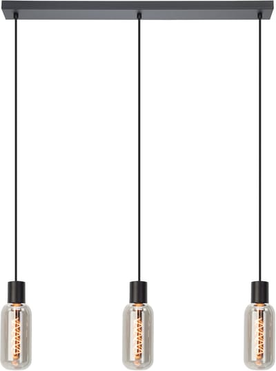 EGLO Majone Hanglamp - E27 - 77 cm - Zwart|Grijs - Smoke Glas - Rookglas