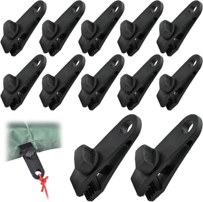 Set van 12 verstelbare tentclips voor het bevestigen van zeilen, ideaal voor kamperen, luifels en tuin, met een antislip ontwerp voor extra grip