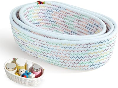 Set van 3 Gevlochten Opbergmanden in Kleurrijke Variaties, Ideaal voor Slaapkamer en Woonkamer, Decoratieve Opbergoplossingen van 23/26/30 cm