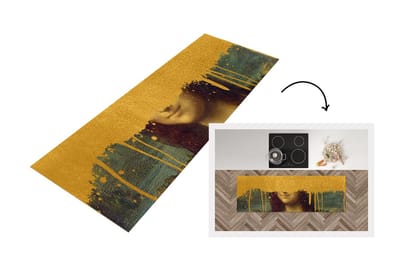 Keukenloper - Loper keuken - Mona Lisa - Goud - Da Vinci - 150x50 cm - Keukenloper vinyl